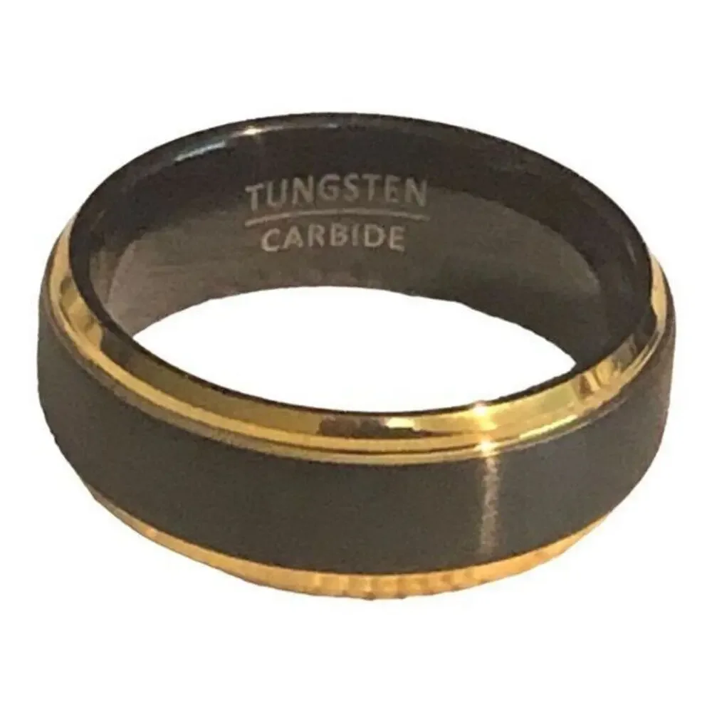 New Black and Gold Tungsten Wedding Band Ring Unisex Jewelry‎ size 9